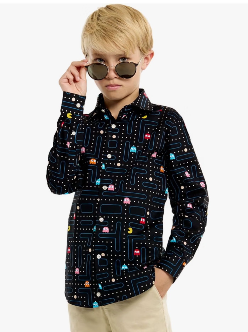 NWOT Pac-Man Print Button-Up Shirt